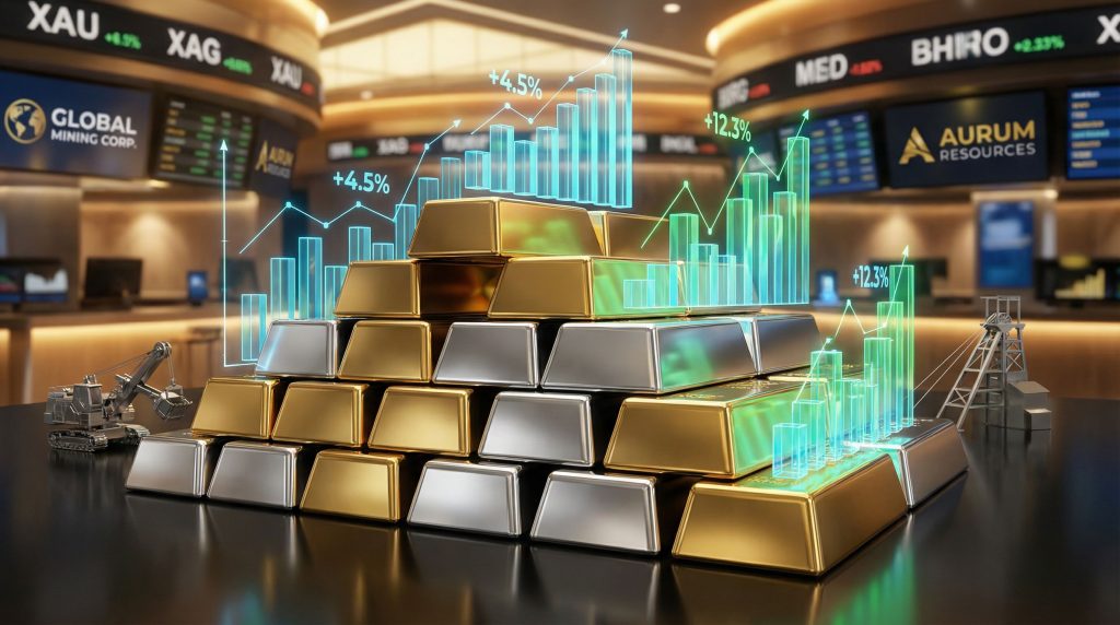 Gold and silver mining stocks visualized.