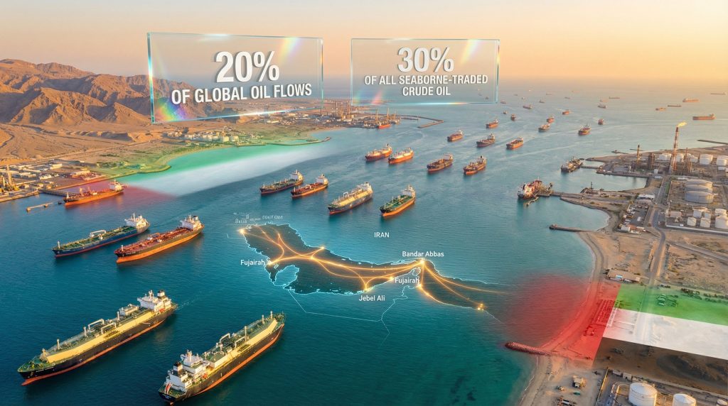 Oil tankers navigating Strait of Hormuz tensions.