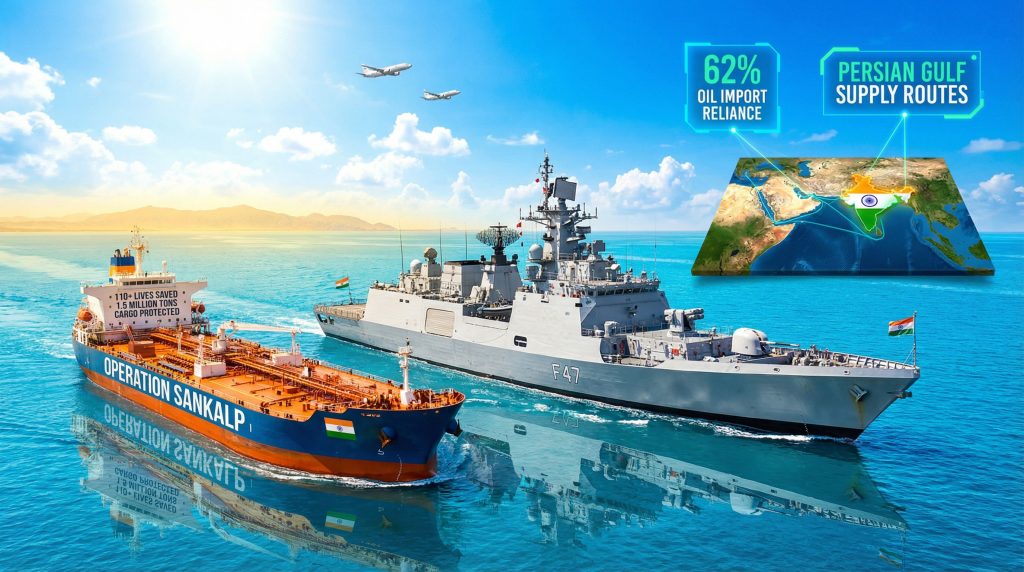 Operation Sankalp: Indian Navy and tanker.