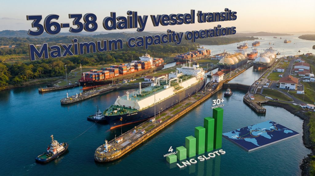 Panama Canal LNG traffic highlights vessel transits.