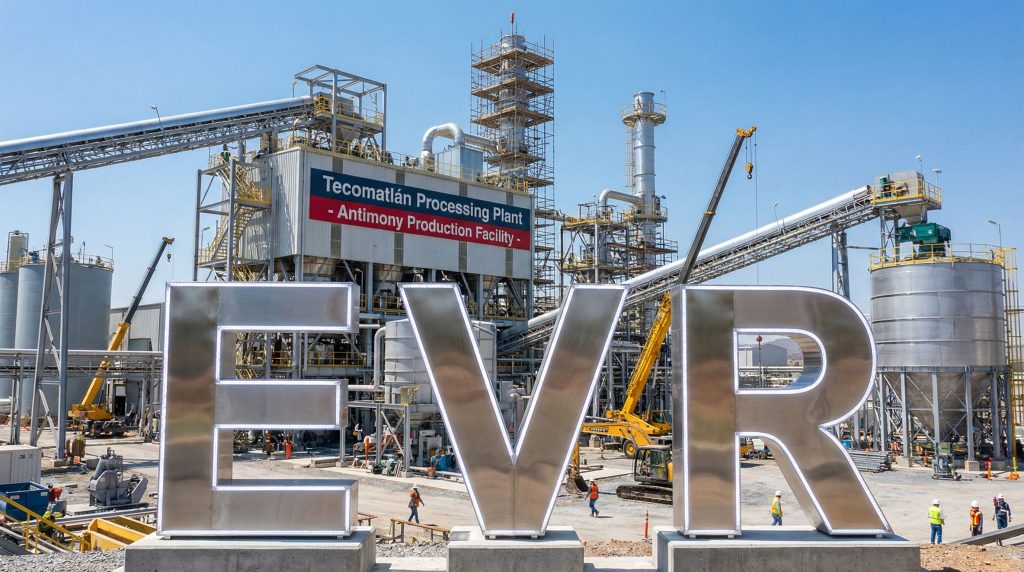 EV Resources Ltd-EVR-Tecomatlán Processing Plant with large letters.