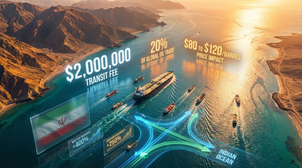 Ships navigating Iran's Strait of Hormuz.