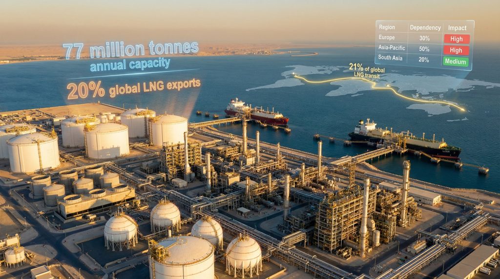 Qatar LNG force majeure impacts global exports.