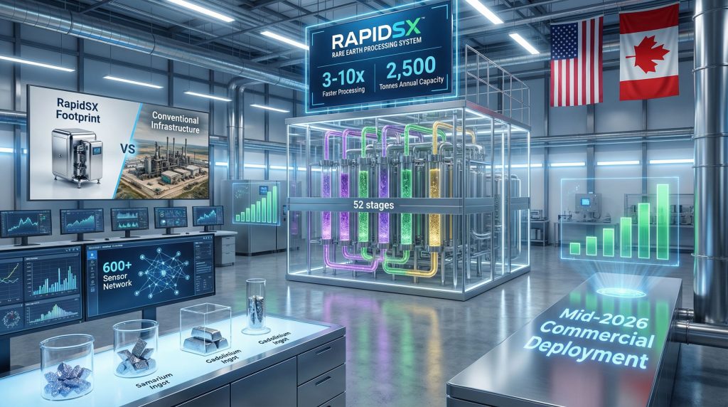 Ucore RapidSX rare earth separation technology display.