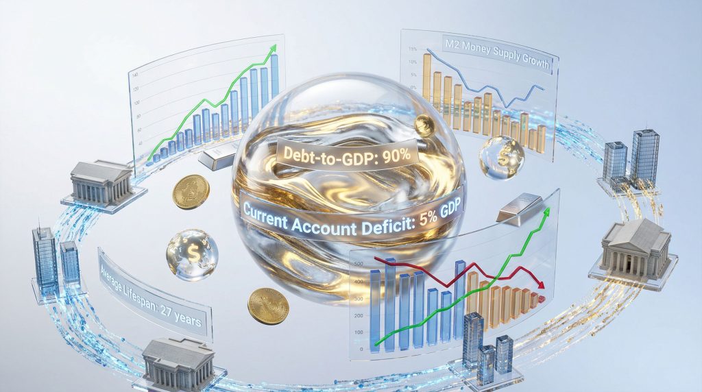 Fiat currency failure: economic charts and indicators.