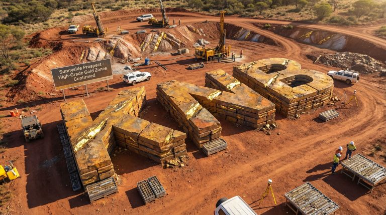 Koonenberry Gold Ltd-KNB-KNB Project site with gold blocks.