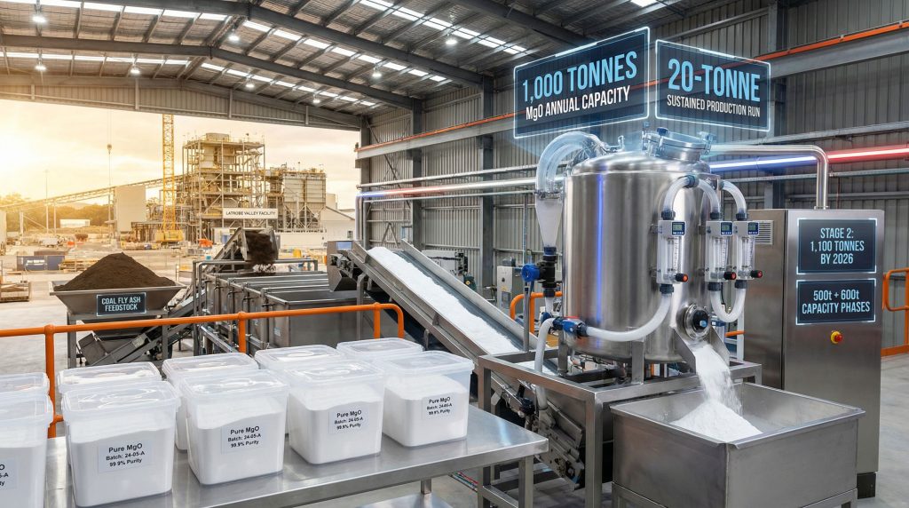 Latrobe Magnesium demonstration plant milestone: production enhancements.