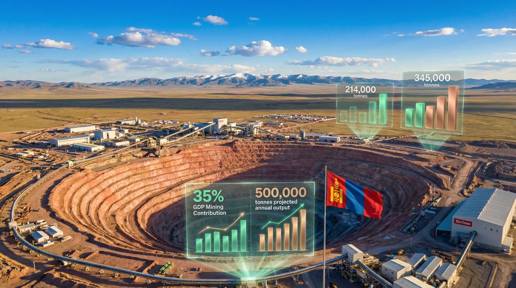 Mongolia Rio Tinto copper negotiation visualization.