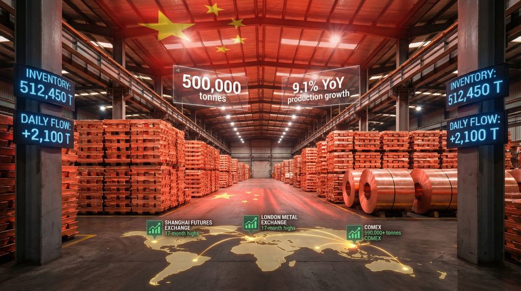 Copper warehouse showing China's demand slowdown.
