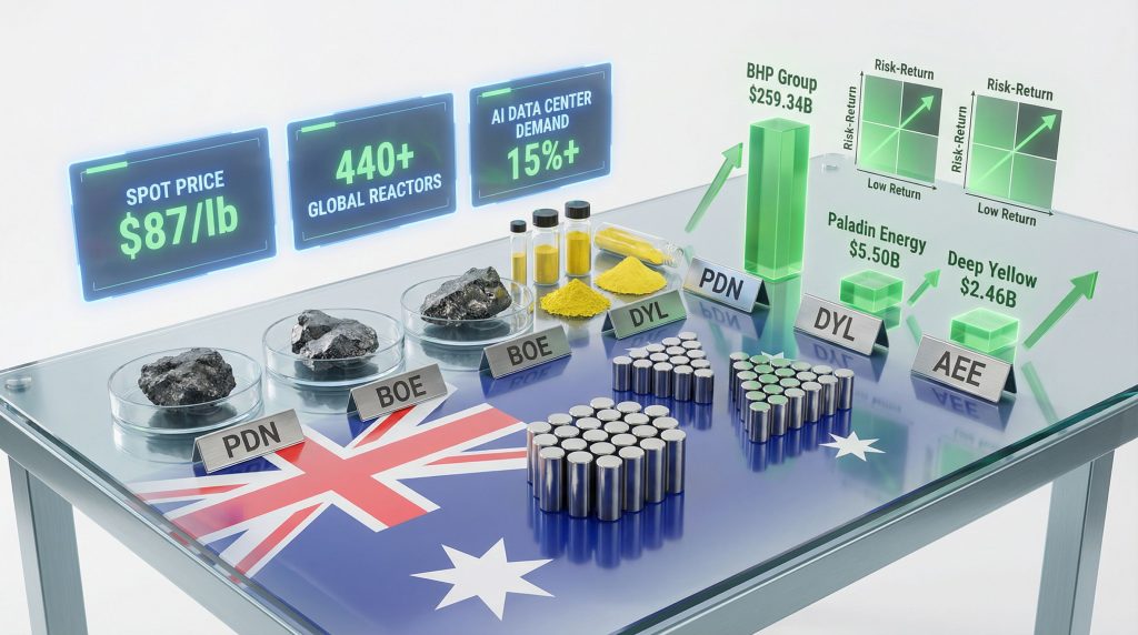 Australian uranium stocks and market indicators.