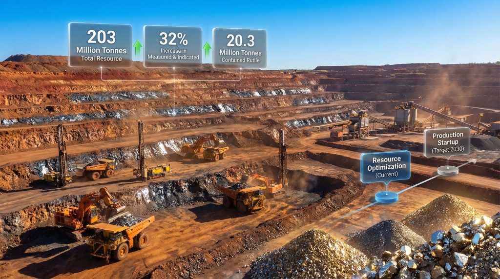 Sovereign Metals rutile resource upgrade visualization.