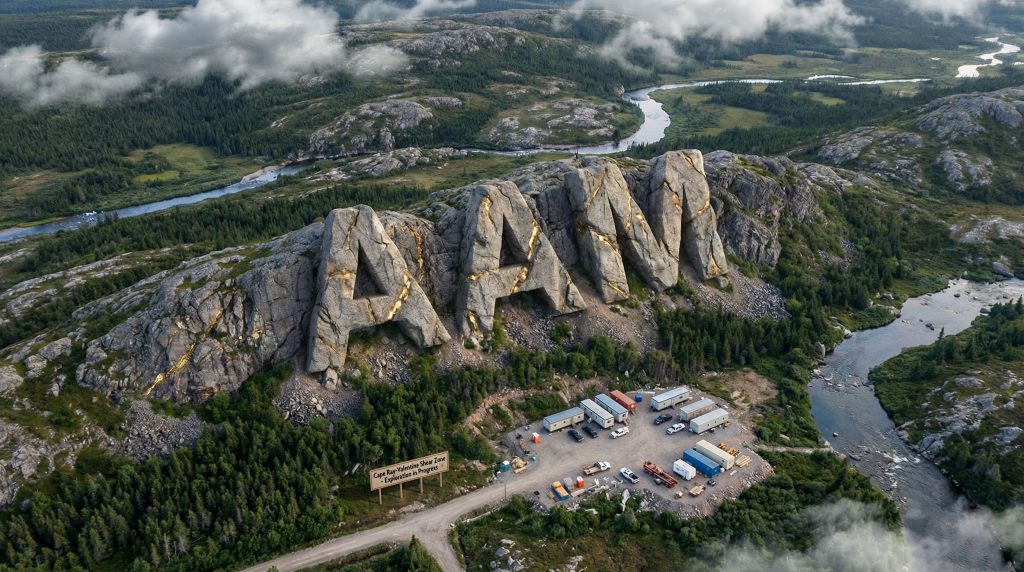 Aumega Metals Ltd-AAM-AAN rock formation overlooking forest landscape.