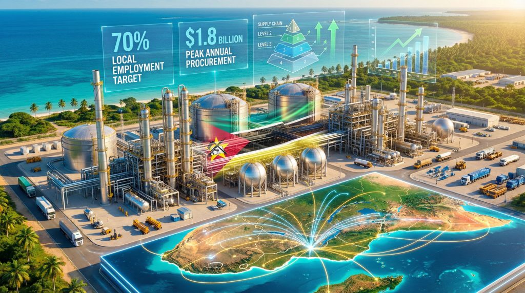 Mozambique LNG local contracts illustration, industry.