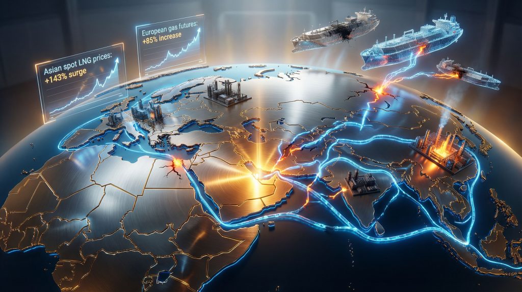 Global LNG supply crisis visualized on map.