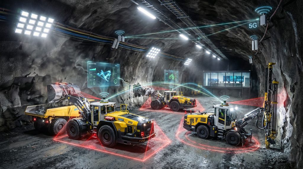 High-tech Sandvik AutoMine systems operating underground.