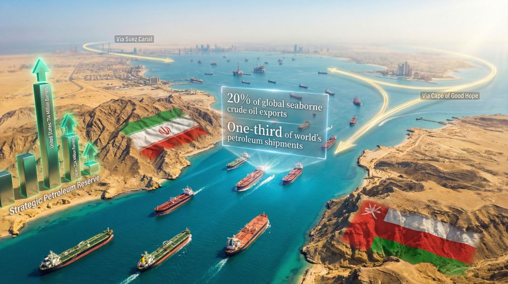 Strait of Hormuz disruption affects global oil.