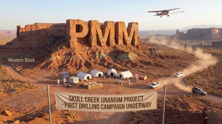 Pioneer Minerals Ltd-PMM-Skull Creek Uranium Project with desert backdrop.