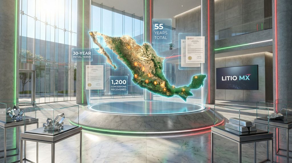 Holographic map of mining permits in Mexico.
