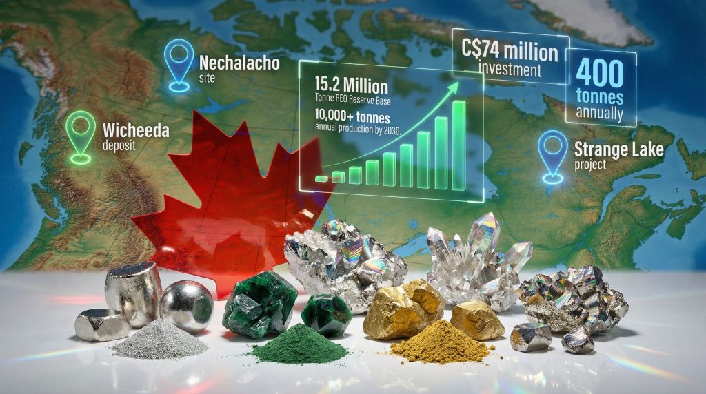 Rare earth elements in Canada mining map.