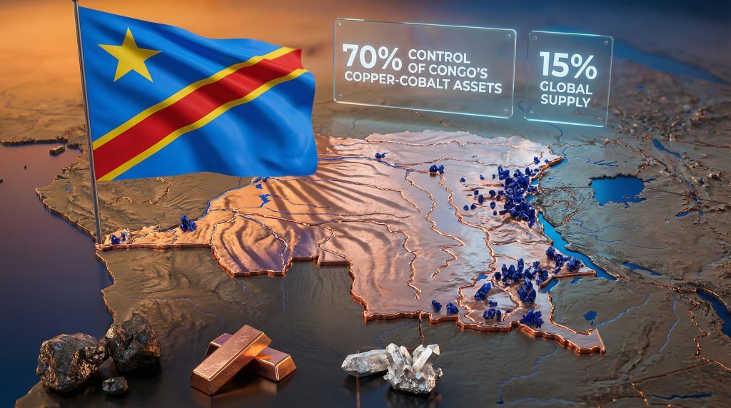 US Congo minerals pact; Congolese map, flag, resources.
