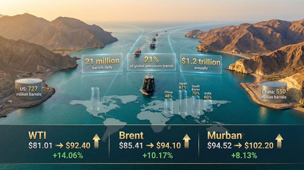 Strait of Hormuz oil transit statistics.