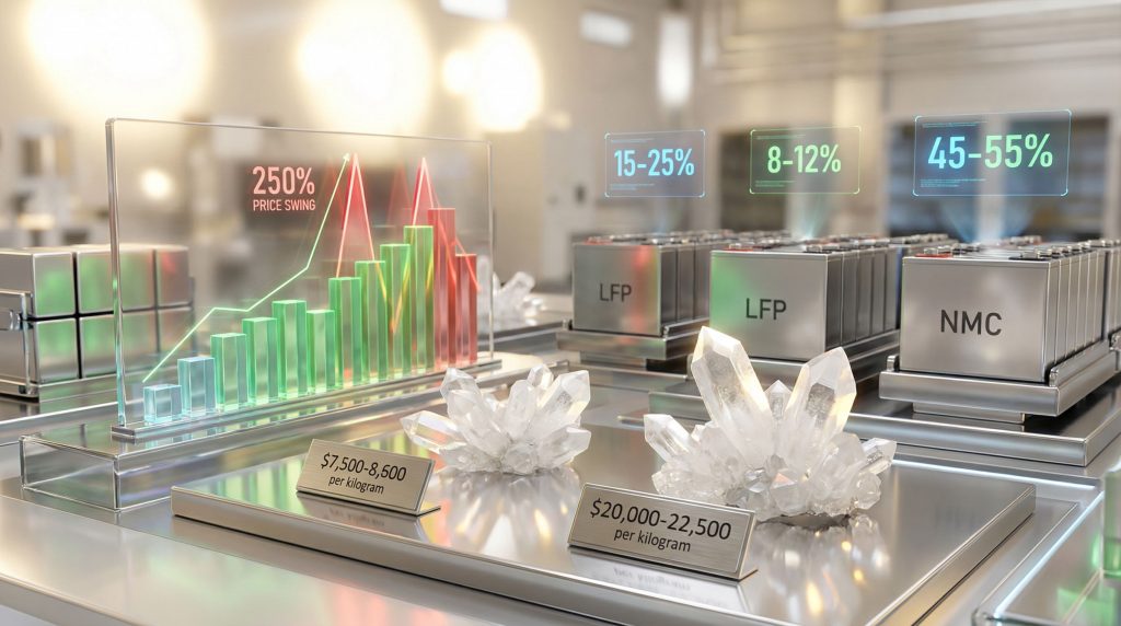 Graph depicting lithium price volatility impact.