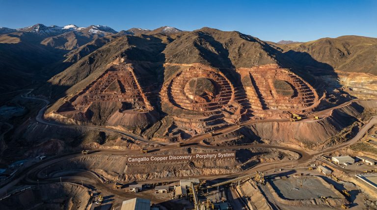 Ausquest Ltd-AQD-Cangallo Copper Discovery at open-pit mine.