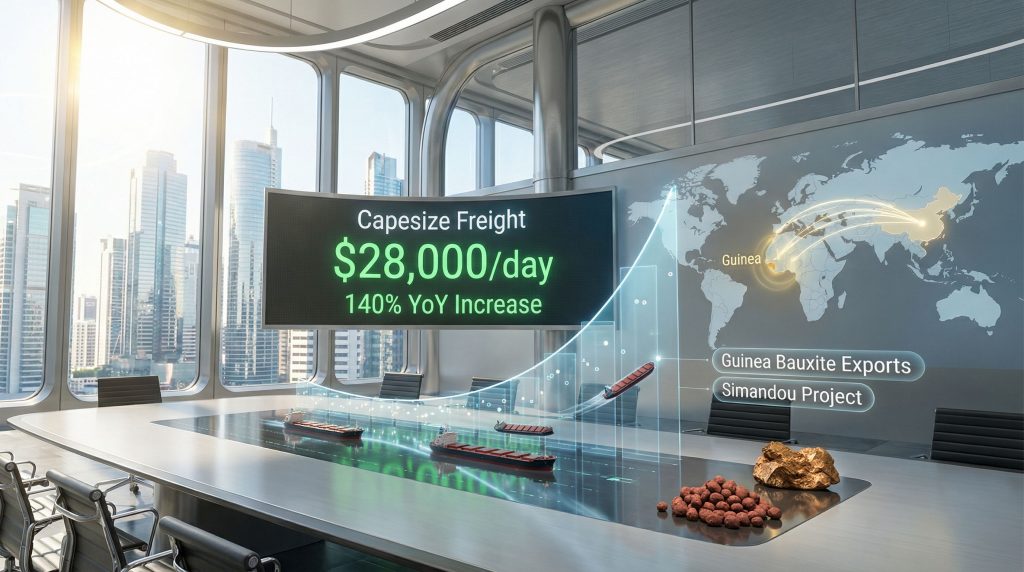 Capesize freight rates surge visualized in boardroom.