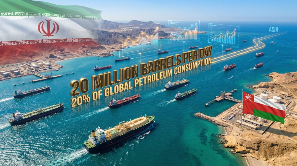 Strait of Hormuz oil crisis visualization.