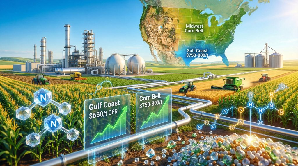Ammonia prices rise in Midwest USA.