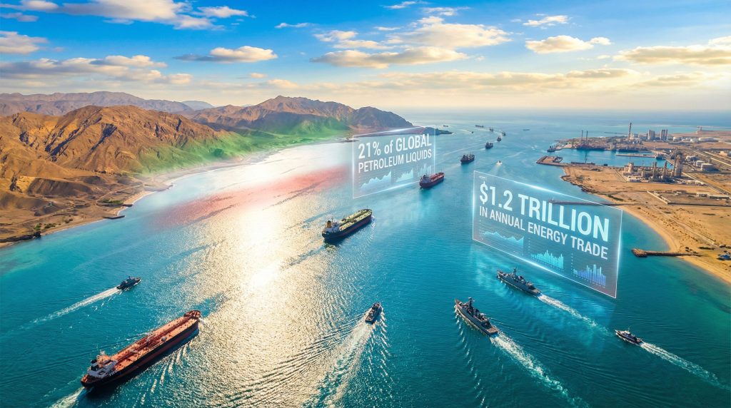 Oil tankers in Strait of Hormuz.
