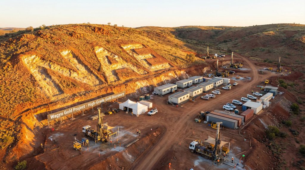 New Age Exploration Ltd-NAE-Wagyu Gold Project site with equipment.