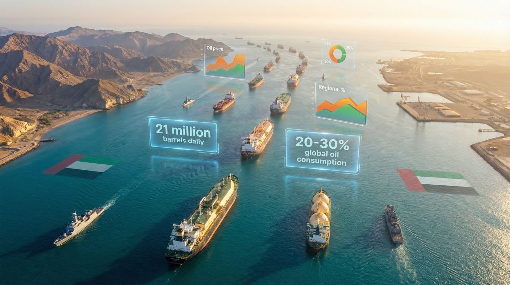 Oil tankers navigating Strait of Hormuz.