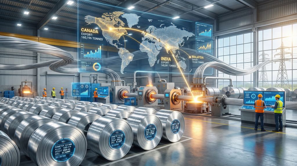 Production and export trends in aluminium wire.