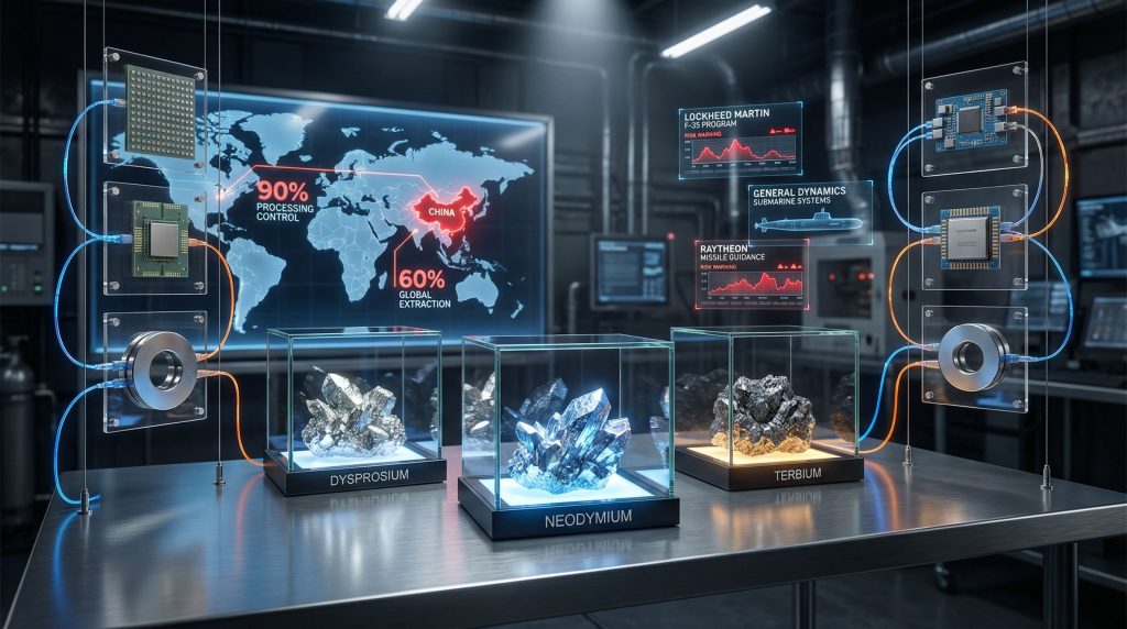 China's rare earth export restrictions display.