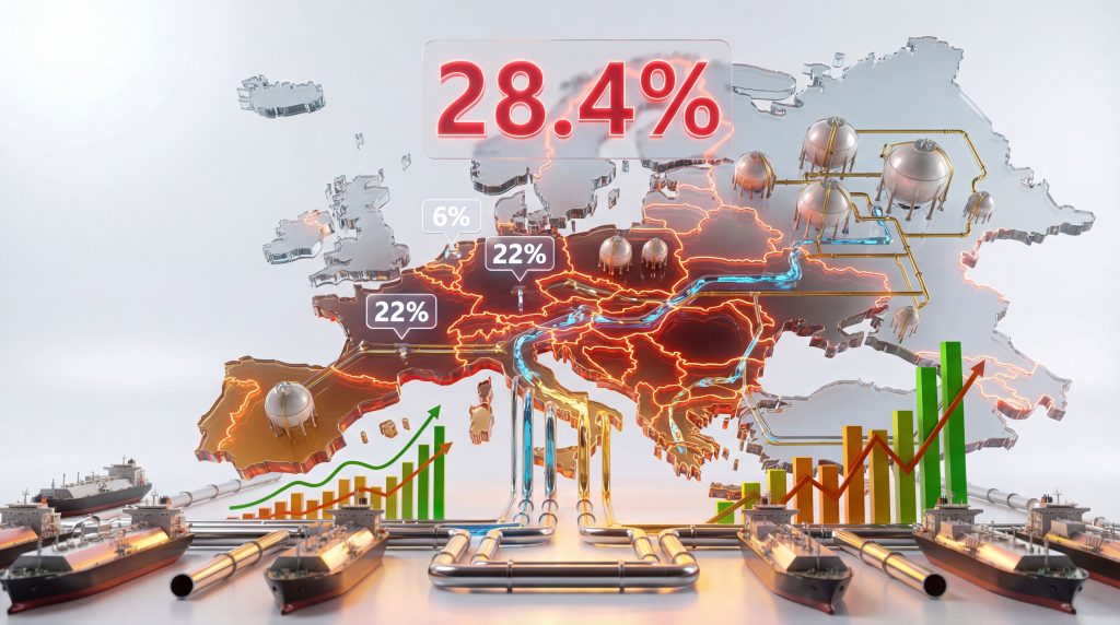 Europe energy scarcity visualized with pipelines.