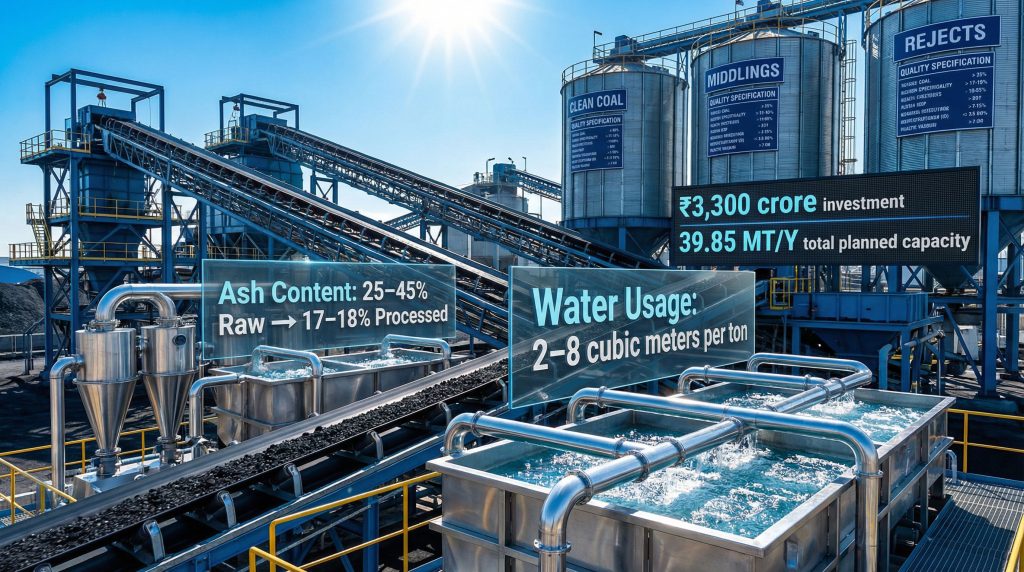 Industrial facility with coking coal washeries.