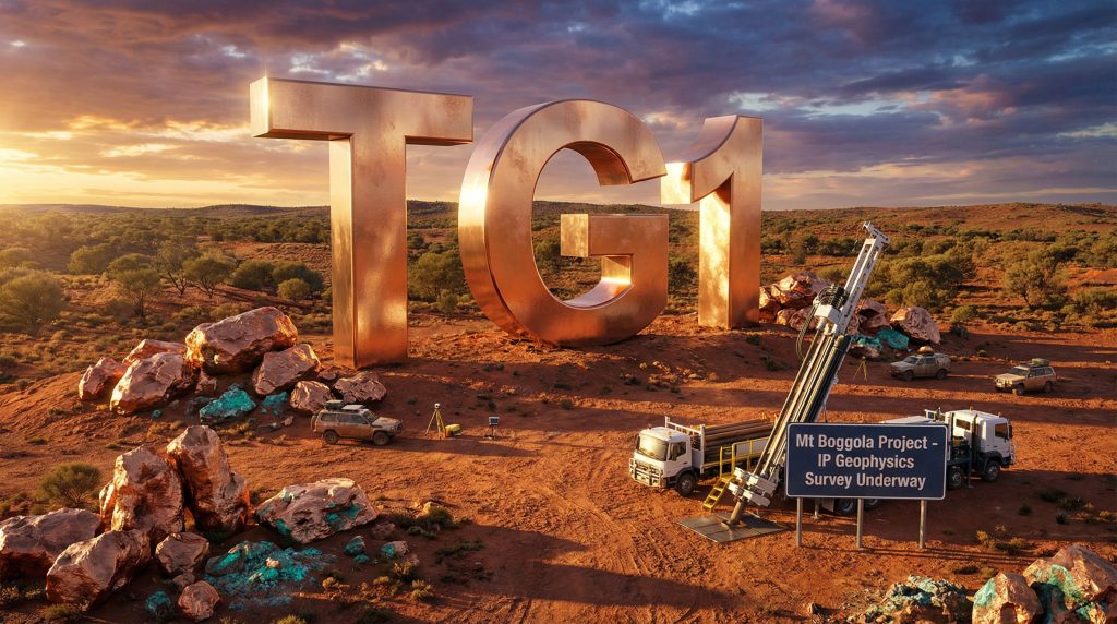 Techgen Metals Ltd-TG1-TG1 geophysics survey at sunset scene.