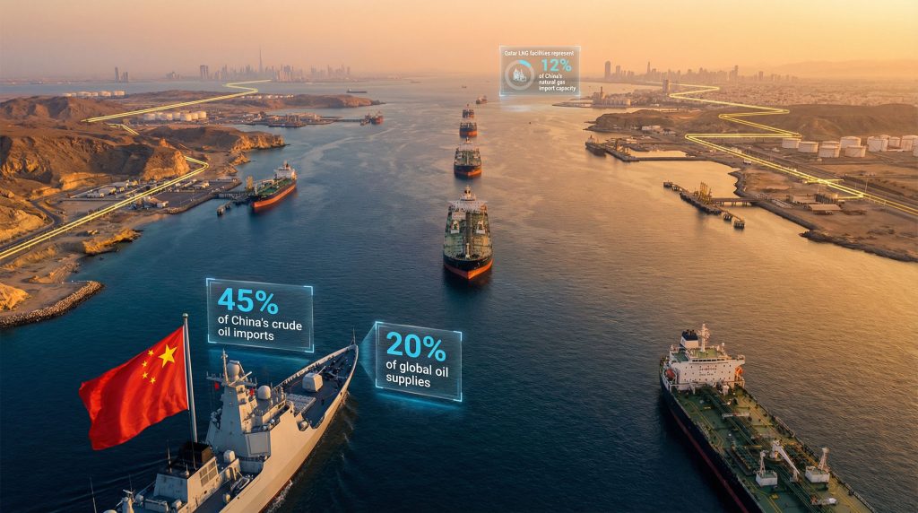China Iran oil transit negotiations shipping route.