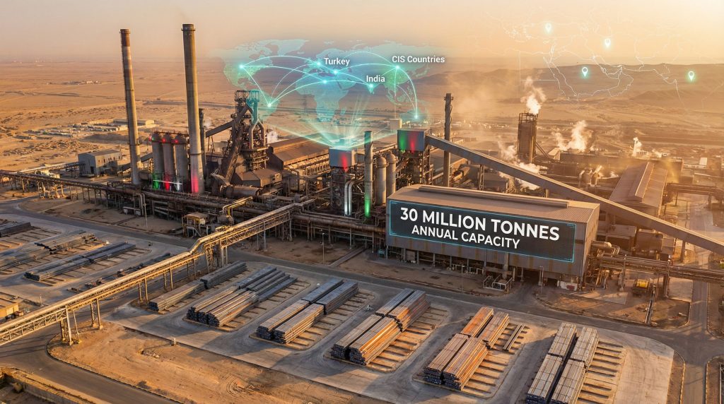 Iranian steel plants with projected annual capacity.