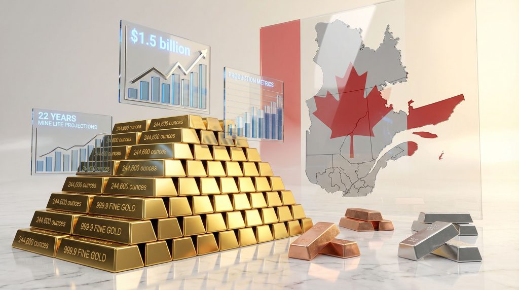 Troilus Mining Quebec gold mine investment visualization.