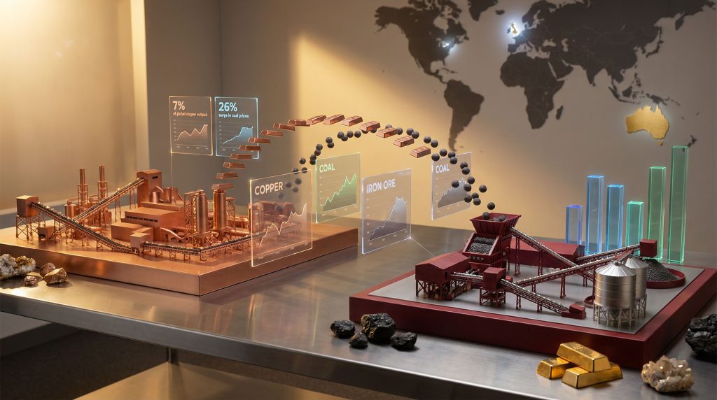 Mining operations with data projections, Glencore Rio Tinto.
