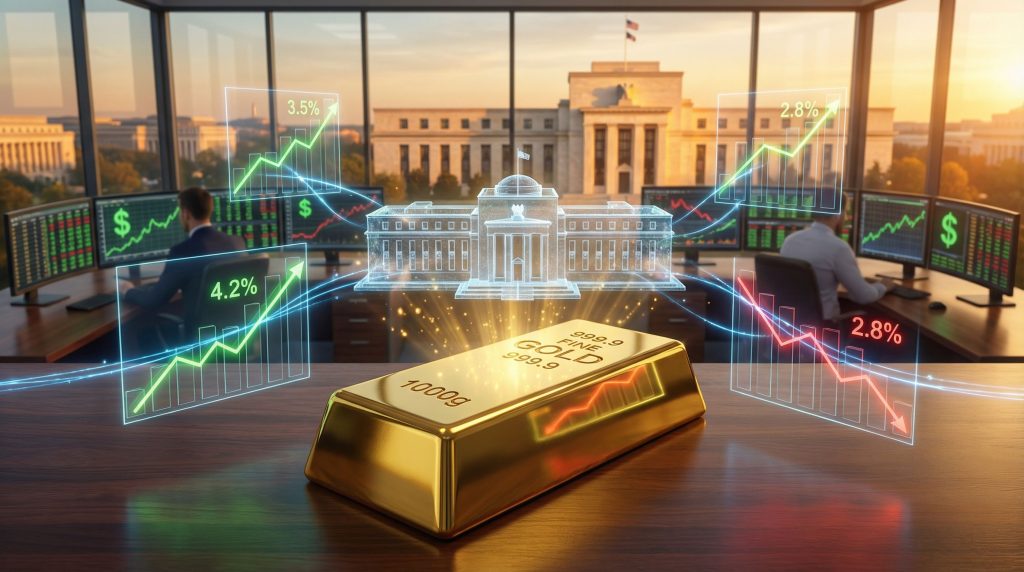 Gold prices fluctuate with Federal Reserve rates.