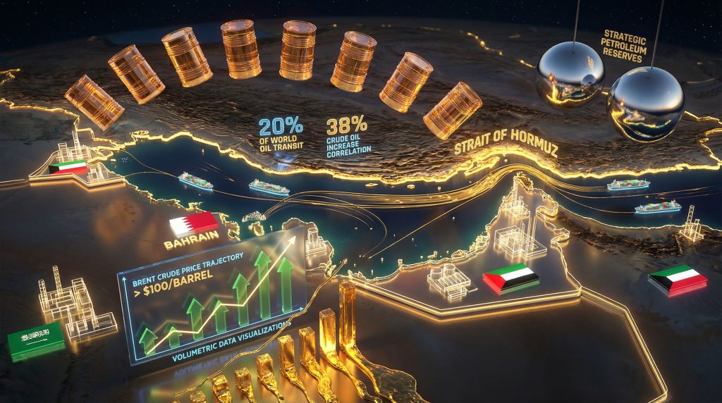 Oil transit visualization near Strait of Hormuz.