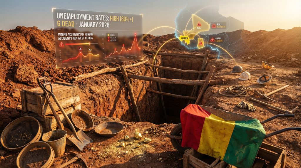 Artisanal gold mine collapse in Guinea.