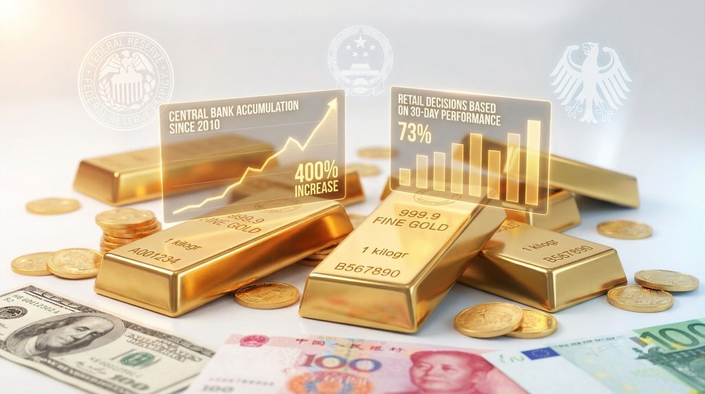 Gold perception vs. opportunity illustrated with bars and charts.