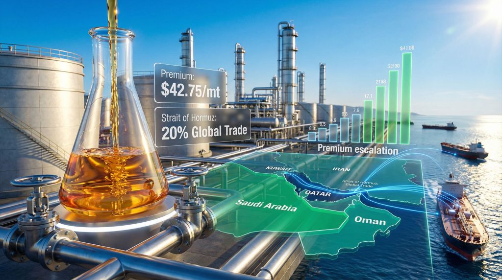 Mideast Gulf naphtha premiums and trade.