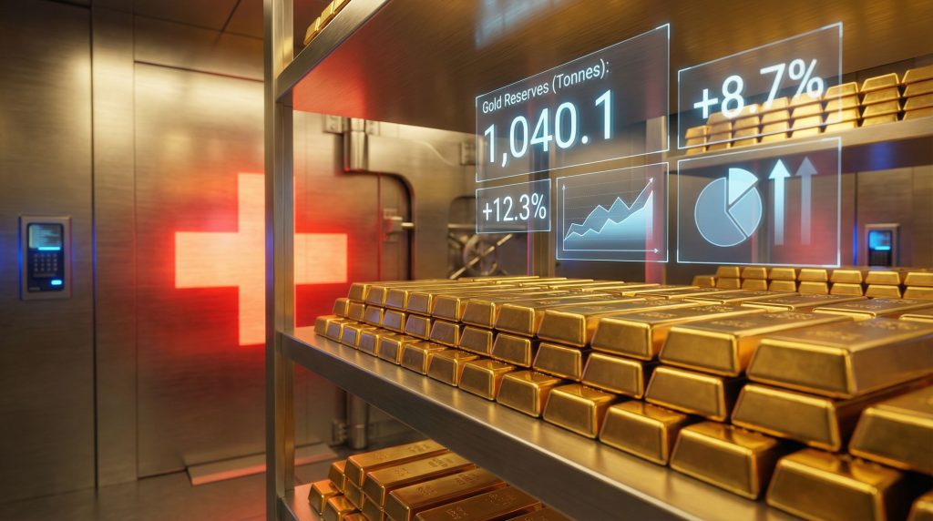 Swiss Bankers Association showcases gold bars.
