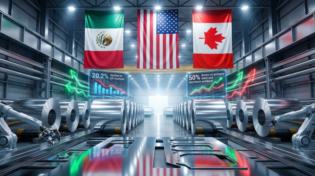 Mexican steel industry USMCA review graphics.