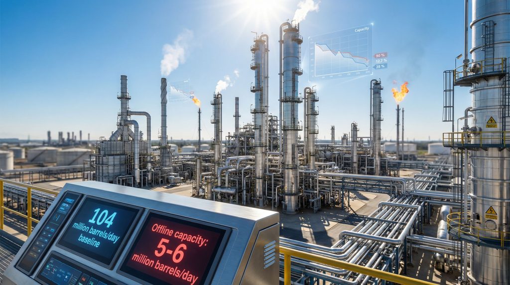 Oil refining bottleneck visualization at refinery.